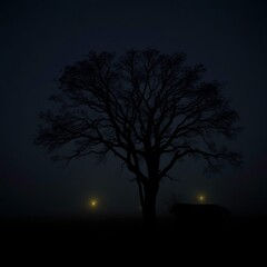 Fototapeta premium night landscape with tree