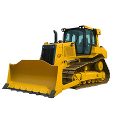 Isolate transparent yellow bulldozer machine, bulldozer construction equipment, yellow bulldozer bulldozer work Png die-cut on transparent background for versatile visual design use