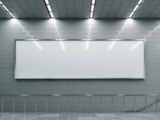 White Blank Landscape Billboard Mockup on a Airport 3D Rendering