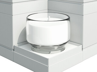 White Blank Aromatherapy Candle in a Glass Jar with Luxurious Box Packaging Mockup 3D Rendering