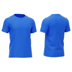 A vibrant blue t-shirt displayed from front and back views showcasing the soft fabric and classic crew neck design.