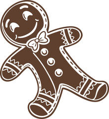 Sweet brown gingerbread man Christmas cookie isolated on a white background