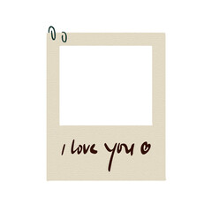 Blank Instant Photo Frame With I Love You Message