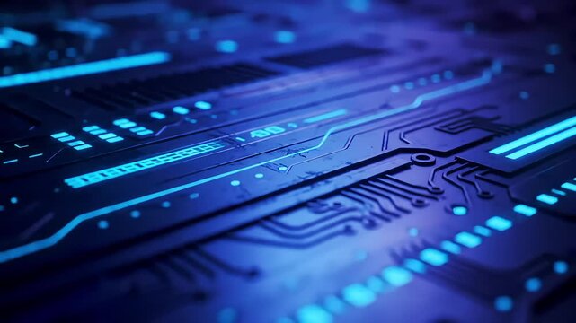 Futuristic circuit board, data flow, glowing blue, tech background, website design