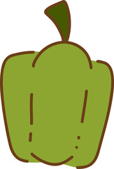 Hand Drawn Green Bell Pepper Illustration