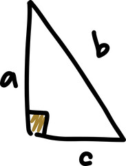 Hand Drawn Right Angled Triangle Diagram
