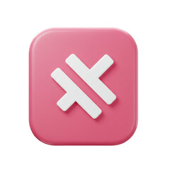 Obraz premium A stylized icon featuring a pink square with rounded corners and a symmetrical intersecting design element.