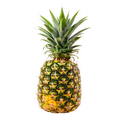 Ripe pineapple, vibrant green leaves, yellow-gold rind