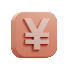 Obraz premium A rendered symbol representing Japanese currency floats on a rounded rectangular shape with a soft color palette.