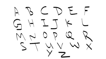Handwritten alphabet displayed in a free-flowing style, creating a distinctive design element for creative projects on transparent background.