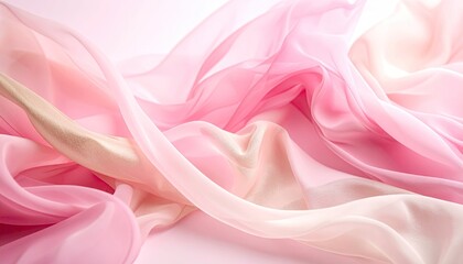 Fototapeta premium Abstract Fabric Wave of Pink and Beige Colors with Soft Lighting and Elegant Texture