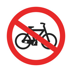 Isolated illustration of a silhouette of an electric bicycle prohibition sign