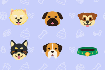 Emoji Style Dog Faces with Accessories – Pet Icon Vector Pack

