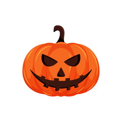 Carved Halloween pumpkin with scary face. Vector illustration for spooky party invites, posters, and seasonal decor.