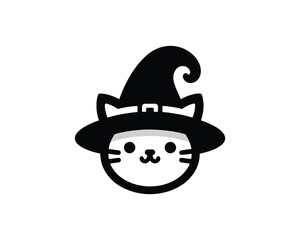 Fototapeta premium Whimsical Witchy Cat Vector Icon Spooky and Sweet
