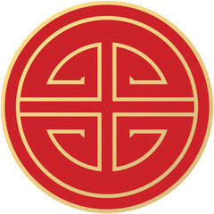 Red Circle of Chinese Gold Ornament