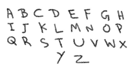 Creative handwritten alphabet design from A to Z in unique style on transparent background