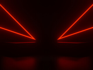 3D Black background with red neon lights