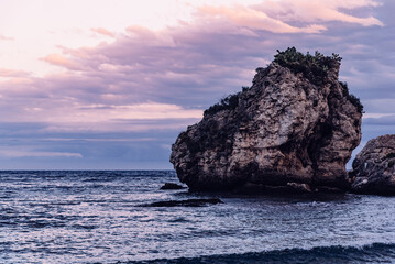 Rock Formation at Dusk, Taormina Coastline