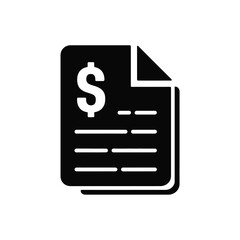 Financial document icon with dollar sign in black and white