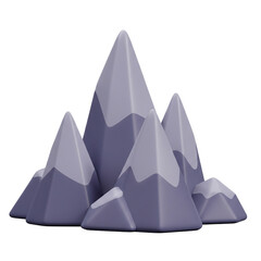 A stylized illustration showcases a cluster of cool-toned mountain peaks creating a serene and minimalist landscape design.