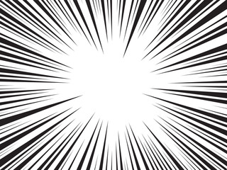 Obraz premium Manga speed frame. Radial anime speed lines background. Black and white radial lines background in comic book. Vector illustration.