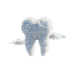 A fluffy cloud formation shaped like a molar tooth floats in the atmosphere representing dental health and airy concepts.