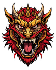Powerful oni mask with fierce expression, a captivating symbol of strength and protection, ideal for art prints