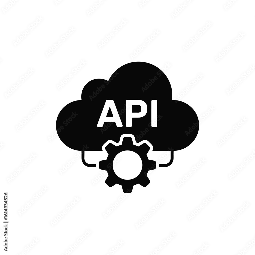 Poster cloud api integration icon with gear for software development