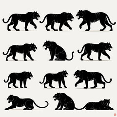 Obraz premium collection of tigers silhouettes