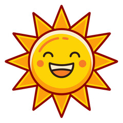 Cheerful sun cartoon radiating positivity and warmth for summer projects and happy designs perfect for kids