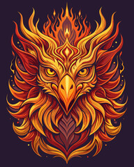 Stunning phoenix design with fiery orange and yellow plumage perfect for fantasy art projects or mythical themes