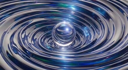 Shimmering Abstract Energy Sphere, Cosmic, Futuristic, Vortex, Digital, Technology, Blue, Silver, Liquid, Flow, Modern, Gleaming