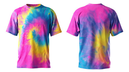 3D rendered Thai tie dye crew neck t-shirt mockup transparent background