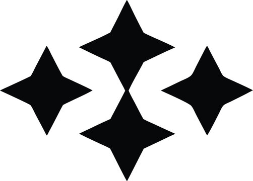  four pointed star shapes suggesting sparkle silhouette vector