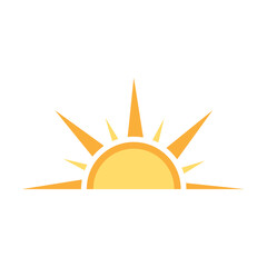 A half sun is setting downwards icon vector sunset concept for graphic design, logo, website, social media, mobile app, UI illustration