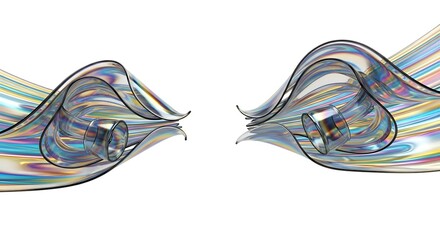Dynamic Opalescent Light Waves, Abstract, Holographic, Iridescent, Rainbow, Fluid, Spectrum