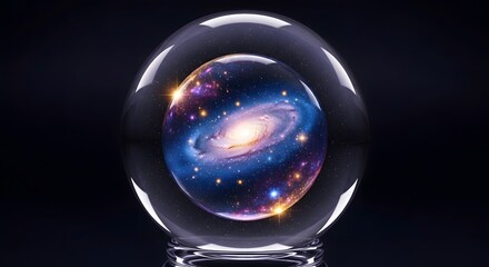 Vibrant Galaxy Inside Crystal Sphere, Space, Universe, Cosmos, Stars, Astronomy, Celestial, Science, Future, Mystery, Abstract