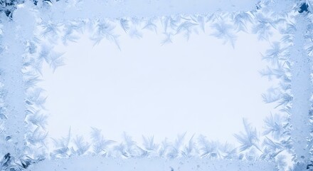 Beautiful Frosty Window Frame, Ice, Winter, Crystal, Pattern, Blue, Background, Border