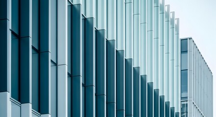 Modern Architectural Facade Abstract, Blue, Teal, Glass, Building, Urban, Structure, Geometric