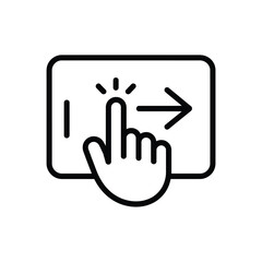 Swipe right gesture on digital device vector line icon