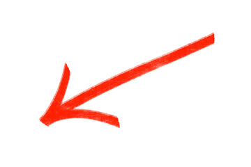 Obraz premium Energetic Red Arrow Pointing Left Downward, a Simple Directional Sign on transparent background