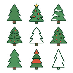 Various minimalist christmas tree designs: festive and stylish holiday icons