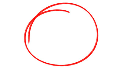 Hand-drawn red circle, perfect for highlighting key elements, creating visual interest on websites, and presentations on transparent background