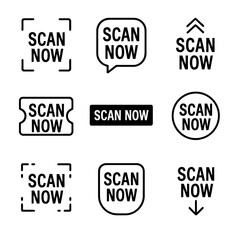 Obraz premium Scan now icons collection on dark background with modern minimalist design elements