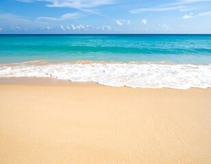 Sunny beach scene with turquoise waves