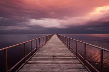 Fototapeta premium wooden bridge over the lake, wooden bridge over the sea