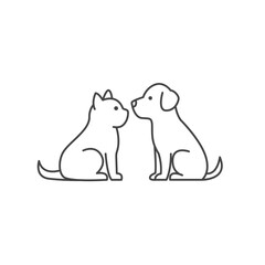 Puppy and kitten line icon. Dog and cat outline symbol for pet shop, veterinary clinic, or animal-related branding. Vector illustration