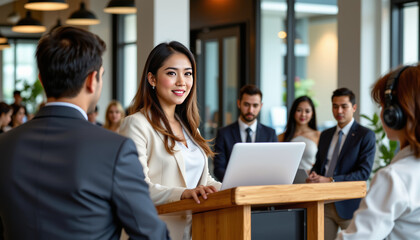 Business presentation office conference room professional meeting modern environment engaging atmosphere