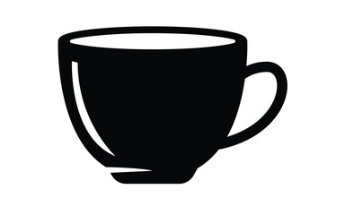 Stylized black and white coffee cup graphic